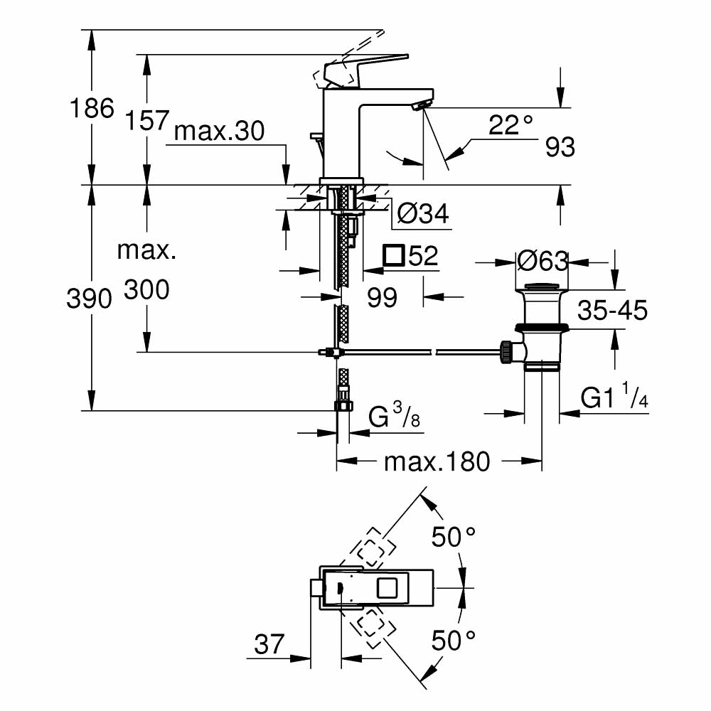 Vòi chậu nóng lạnh Eurocube GROHE 2312700E