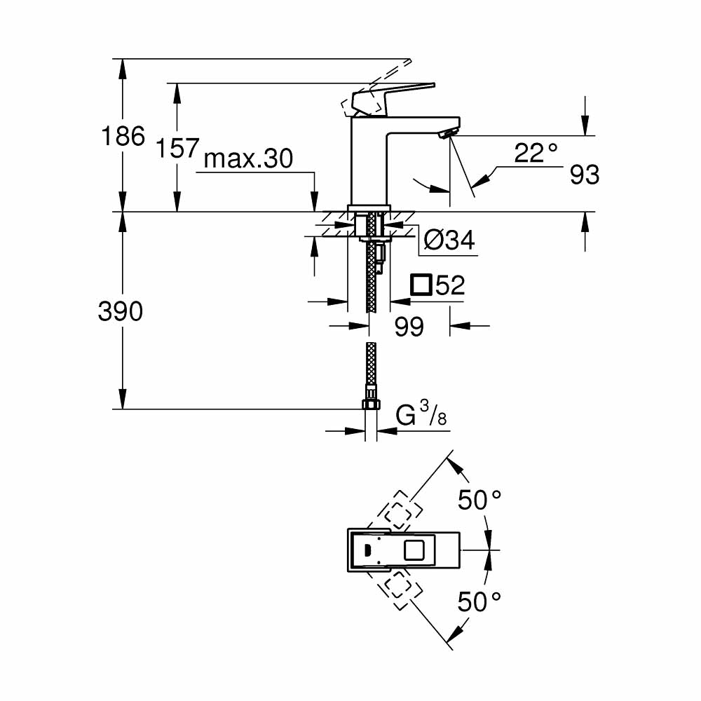 Vòi chậu nóng lạnh Eurocube GROHE 2313200E