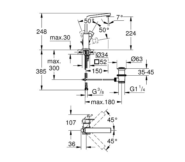 Vòi chậu nóng lạnh Eurocube GROHE 23135000