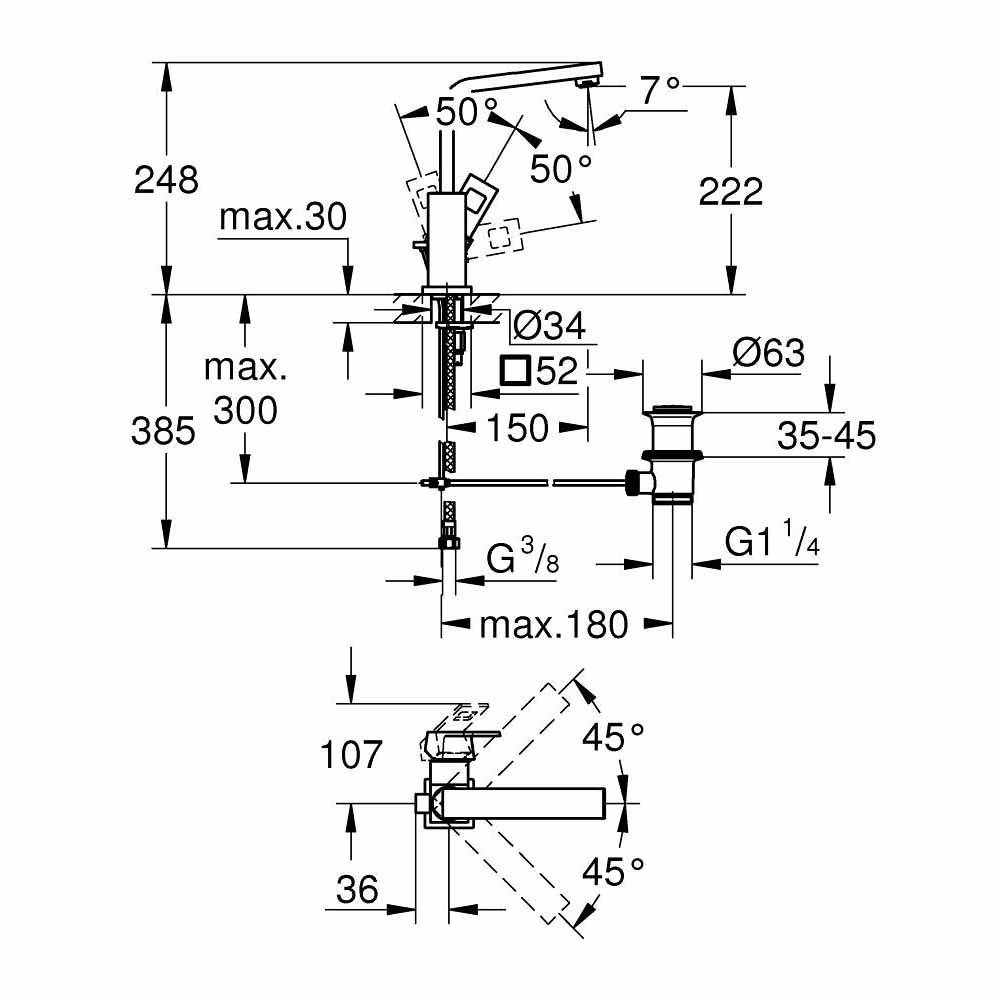 Vòi chậu nóng lạnh Eurocube GROHE 2313500E