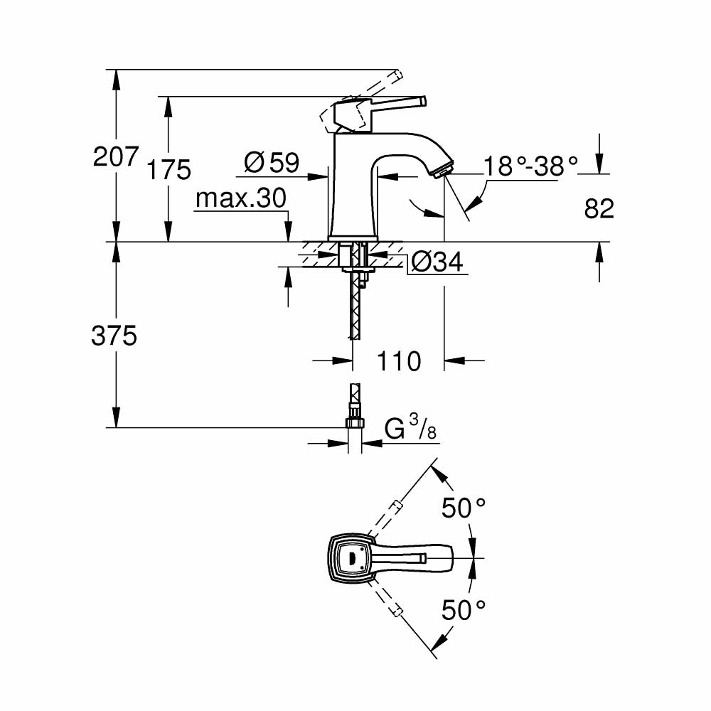 Vòi chậu nóng lạnh Grandera GROHE 23310000