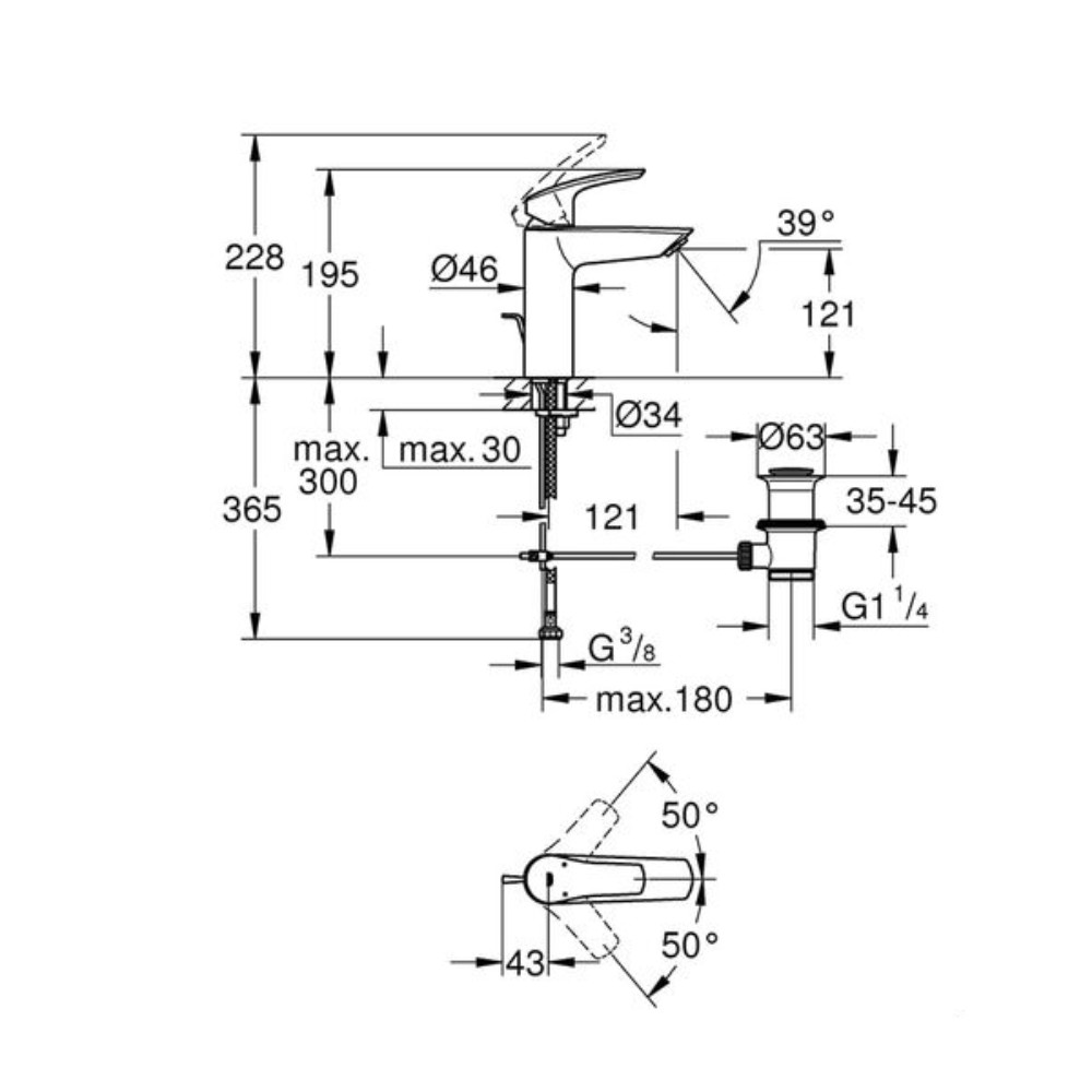 Vòi chậu lavabo nóng lạnh Eurosmart M-size GROHE 23322003