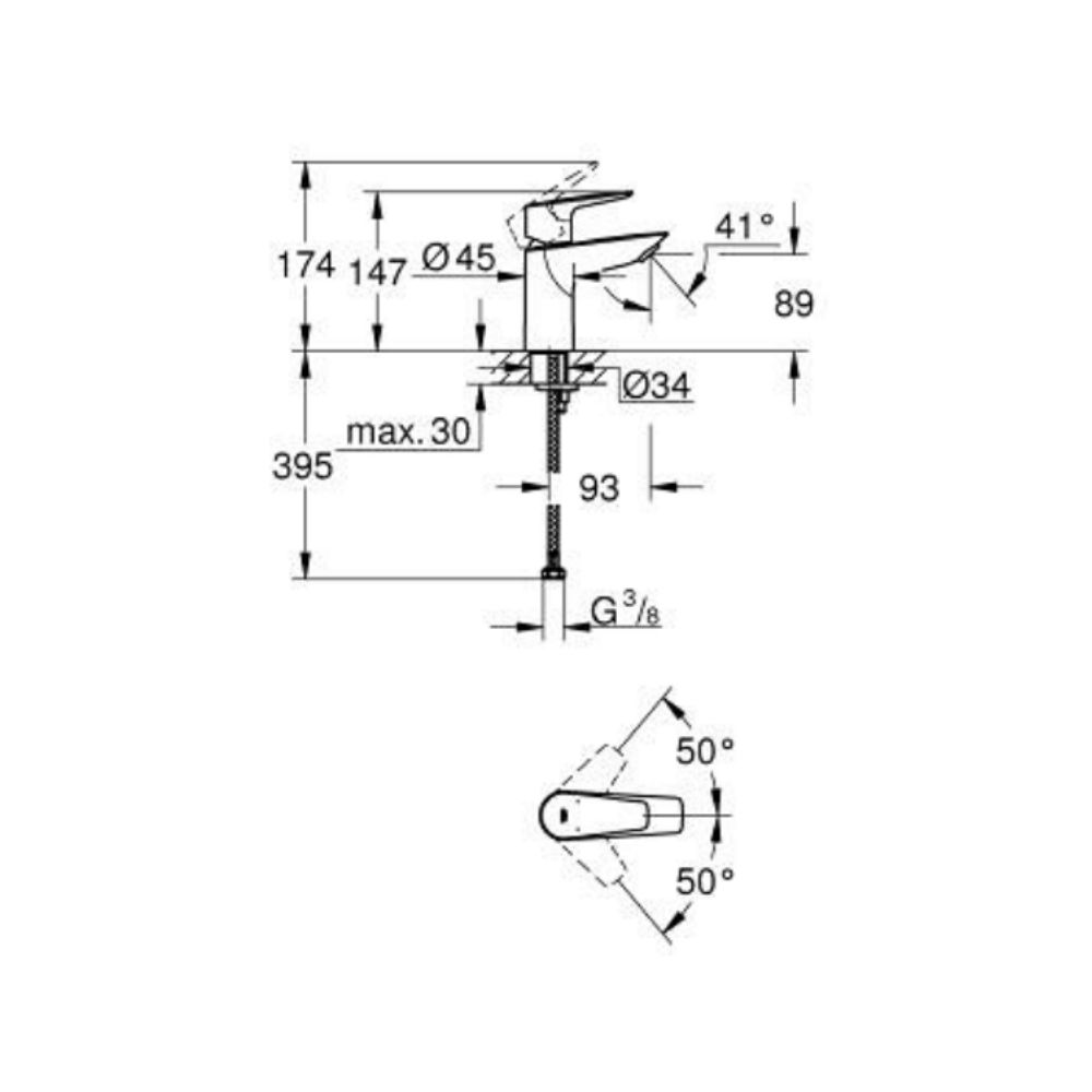 Vòi chậu nóng lạnh BauEdge S-size GROHE 23330001