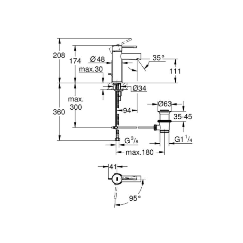 Vòi chậu nóng lạnh Essence S-size GROHE 23379001
