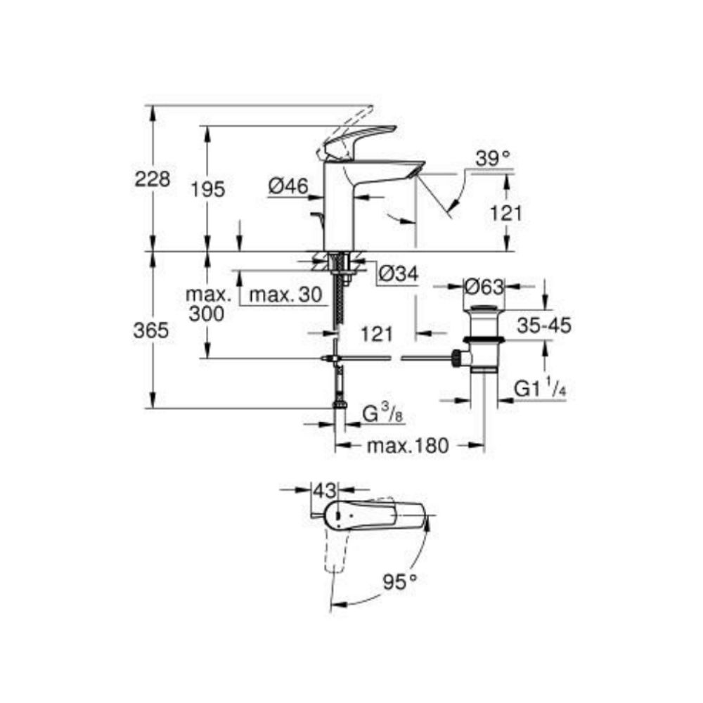 Vòi chậu nóng lạnh Eurosmart M-size GROHE 23393243E