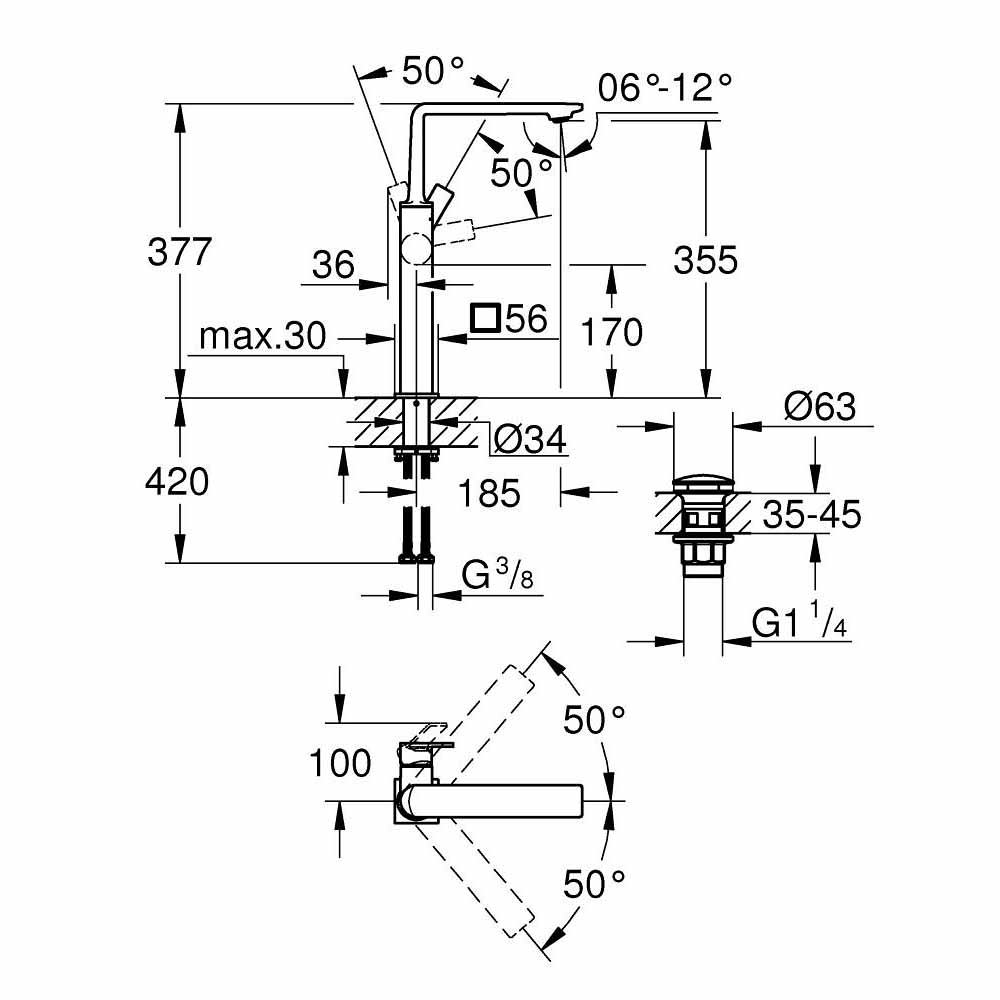 Vòi chậu nóng lạnh Allure GROHE 23403001