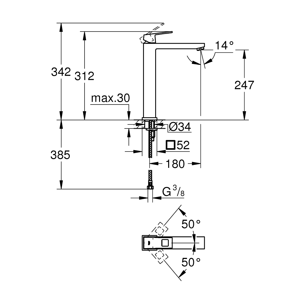 Vòi chậu nóng lạnh Eurocube XL-size GROHE 23406000