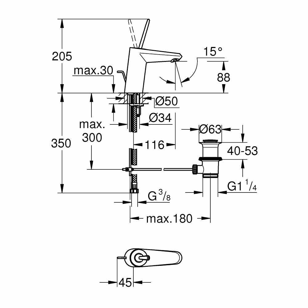 Vòi chậu nóng lạnh Eurodisc Joy GROHE 23425000