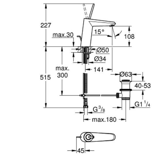 Vòi chậu nóng lạnh Eurodisc Joy M-size Grohe 23427000