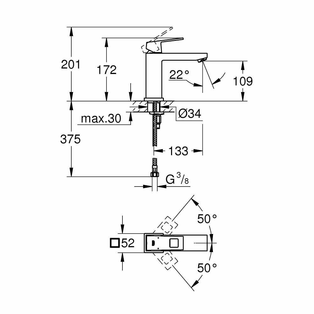 Vòi chậu nóng lạnh Eurocube GROHE 23446000
