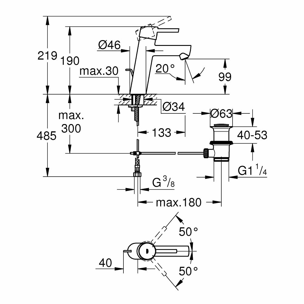 Vòi chậu nóng lạnh Concetto GROHE 23450001