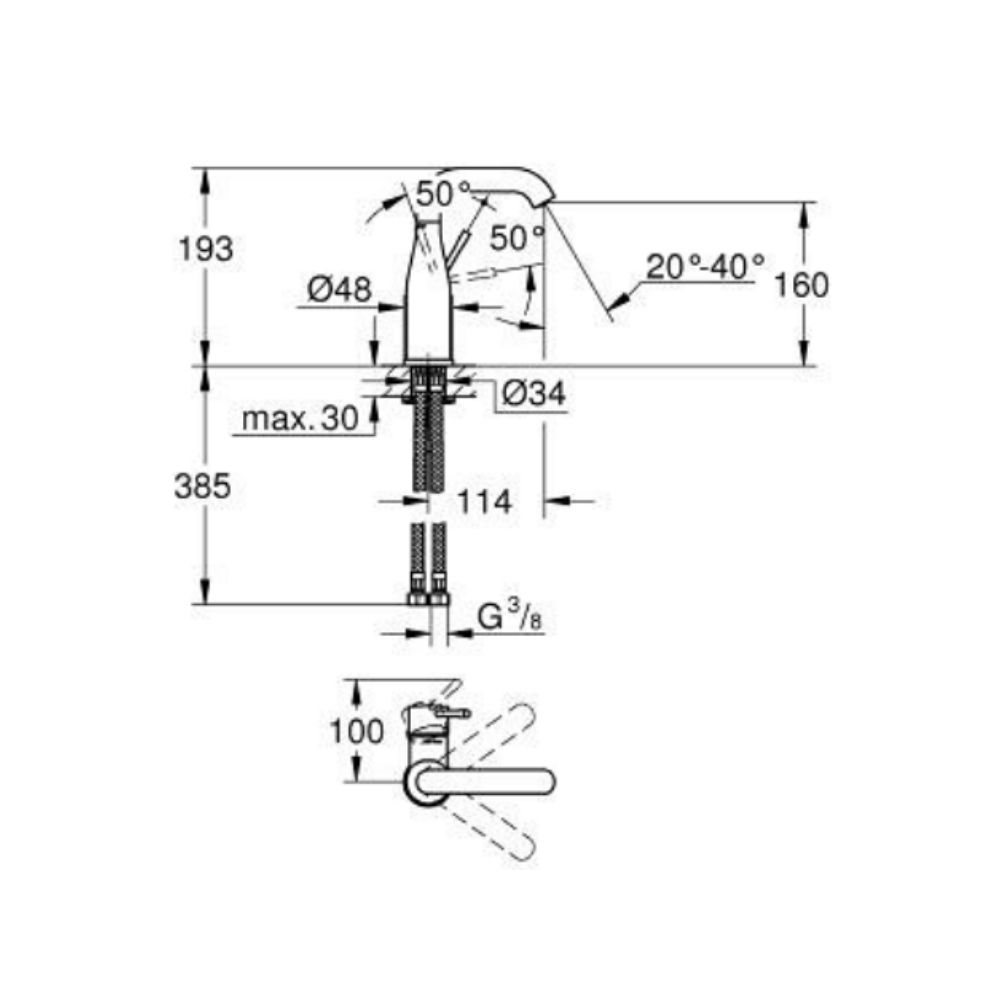 Vòi chậu nóng lạnh Essence M-size GROHE 23463001