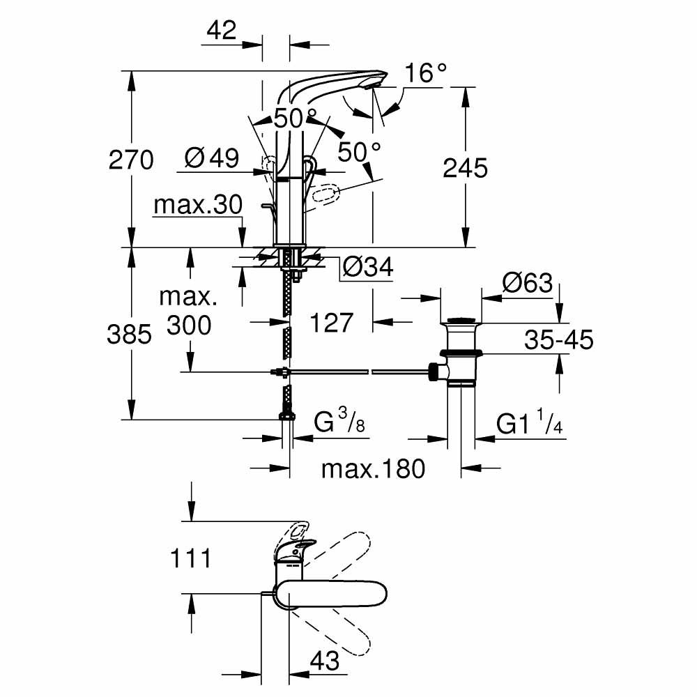 Vòi chậu nóng lạnh Eurostyle GROHE 23569003