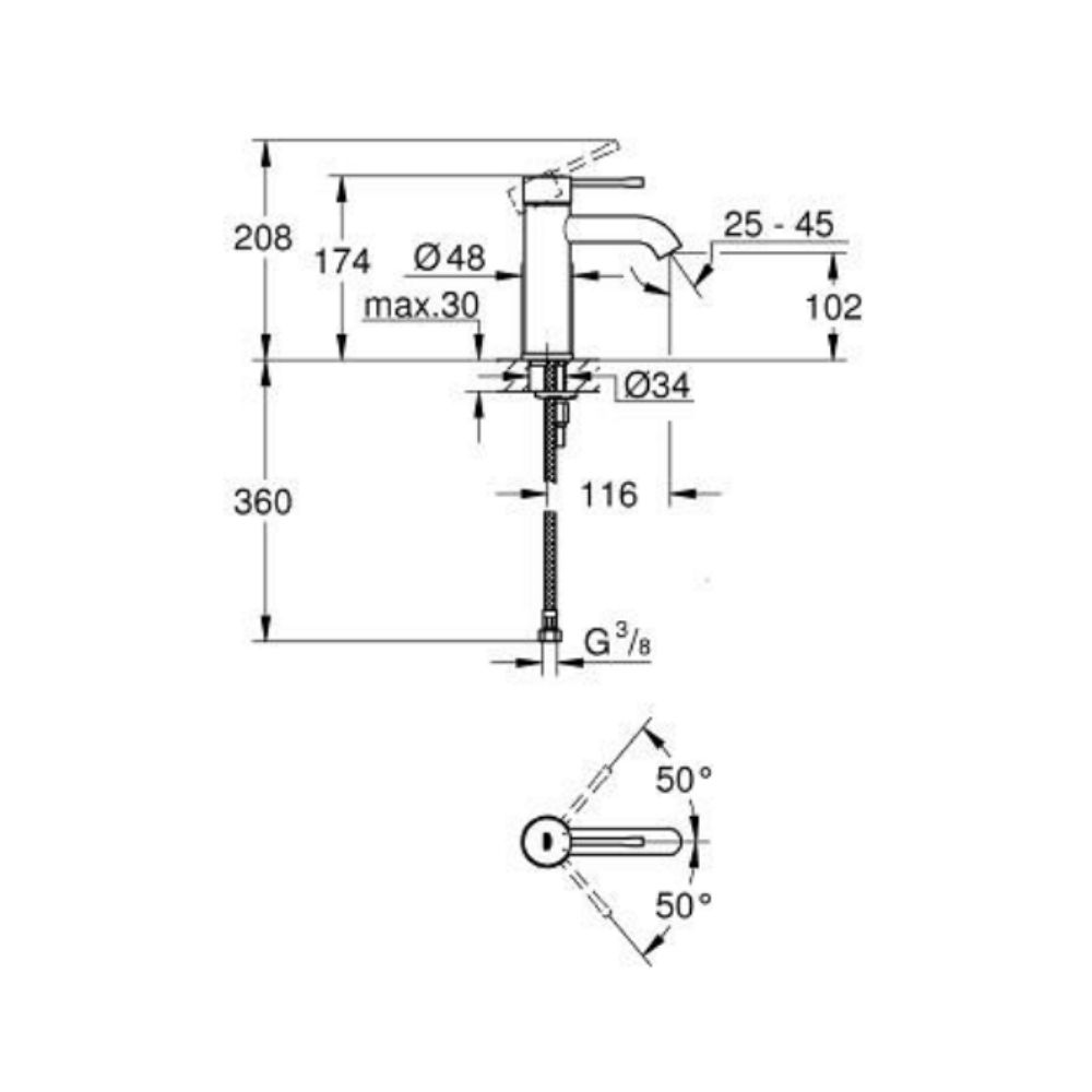 Vòi chậu nóng lạnh Essence S-size GROHE 23590A01