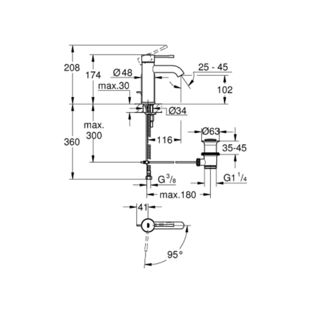 Vòi chậu nóng lạnh Essence S-size GROHE 23591001