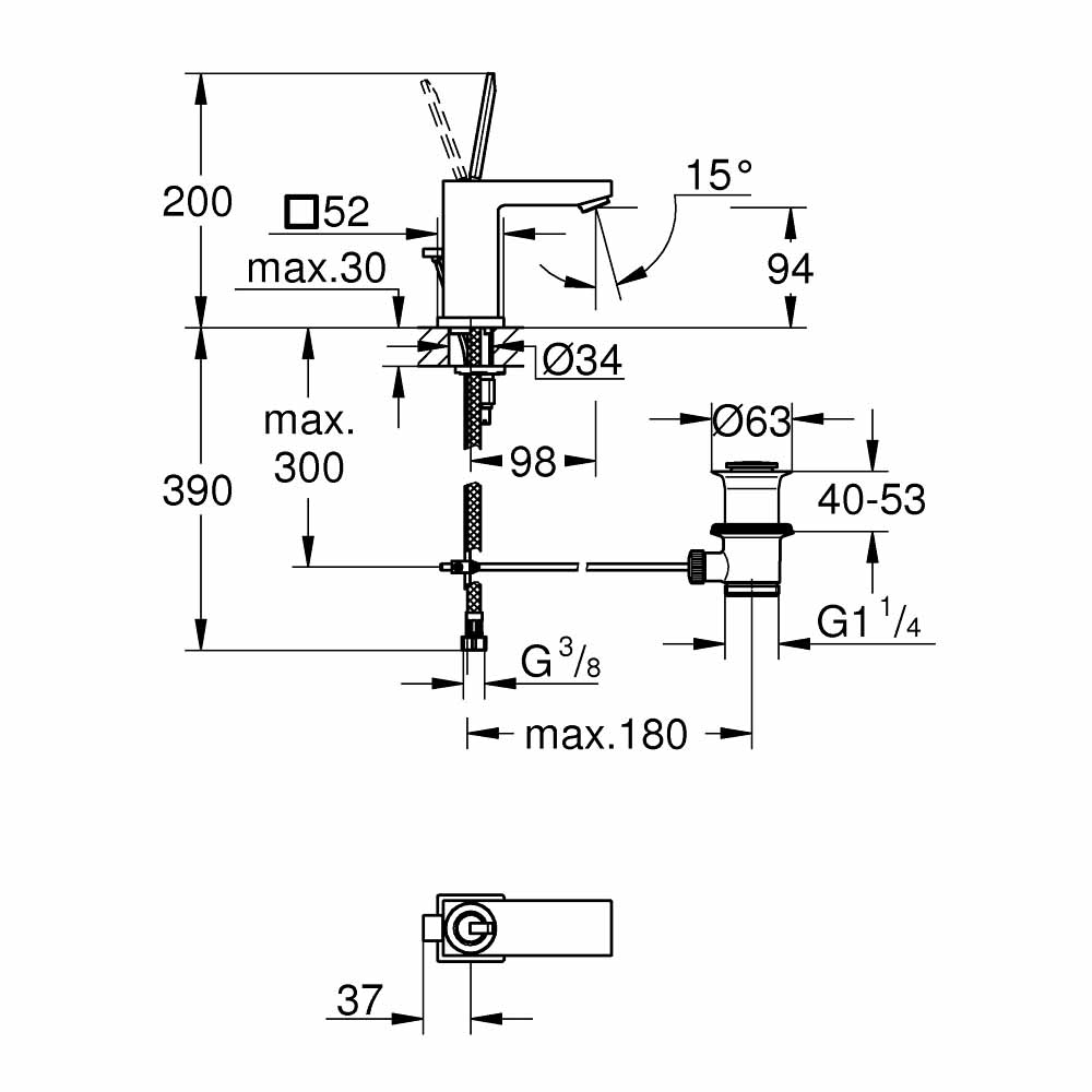Vòi chậu nóng lạnh Eurocube Joy GROHE 23654000
