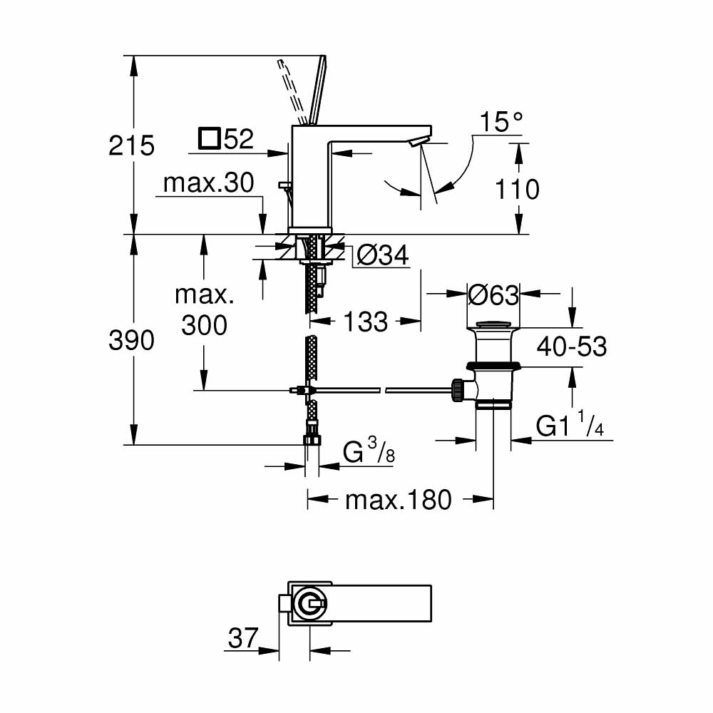 Vòi chậu nóng lạnh Eurocube Joy GROHE 23657000