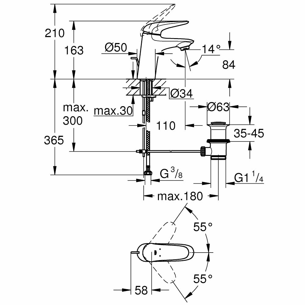 Vòi chậu nóng lạnh Eurostyle GROHE 23707003