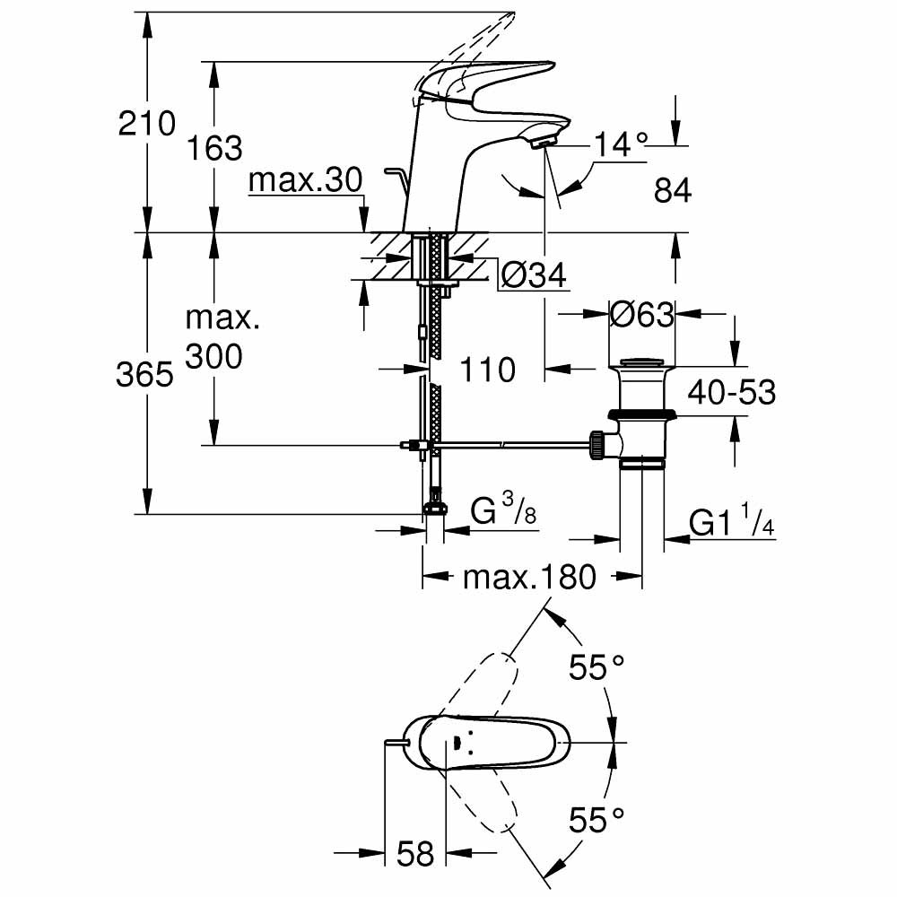 Vòi chậu nóng lạnh Eurostyle GROHE 23708003