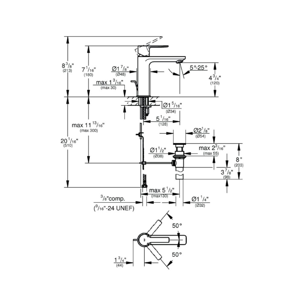 Vòi chậu nóng lạnh Lineare S-size GROHE 23794ENA