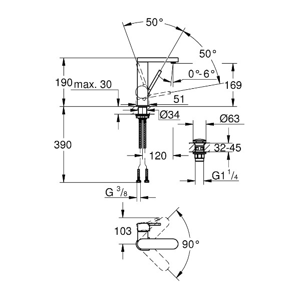 Vòi chậu nóng lạnh plus M-size Grohe 23872003