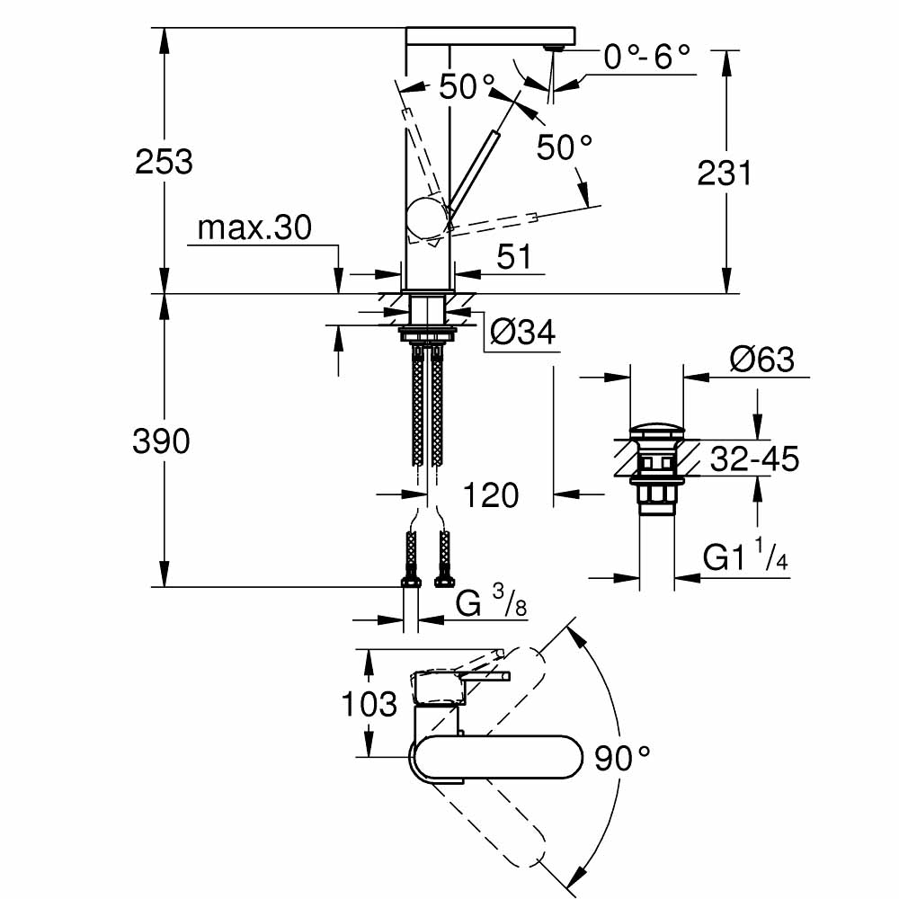 Vòi chậu nóng lạnh Plus GROHE 23873003