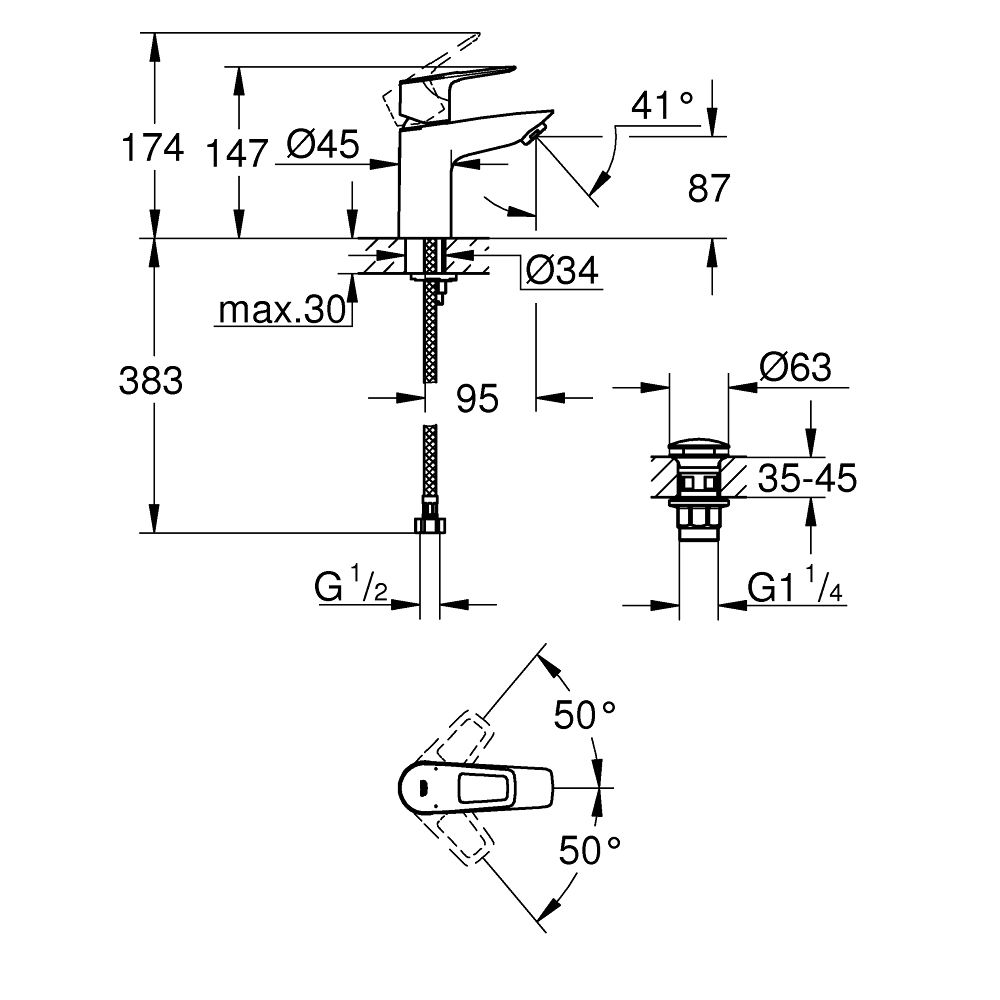 Vòi chậu nóng lạnh BauLoop GROHE 23876001