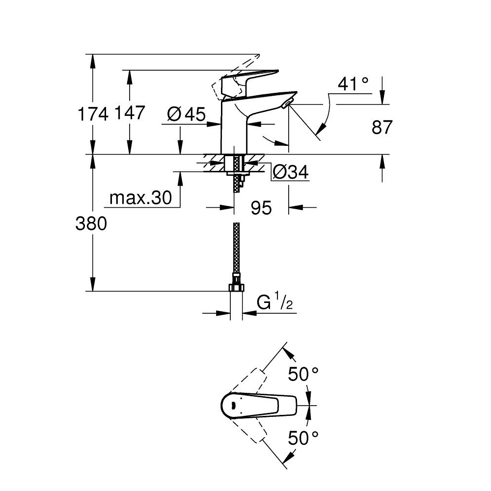 Vòi chậu nóng lạnh BauEdge GROHE 23893001
