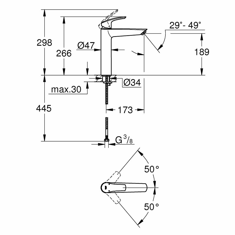 Vòi chậu nóng lạnh Eurosmart GROHE 23971003