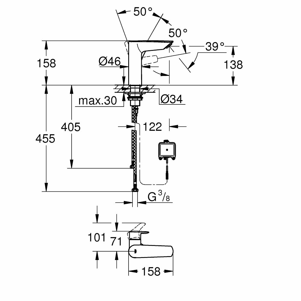 Vòi chậu cảm ứng nóng lạnh Eurosmart GROHE 23975003