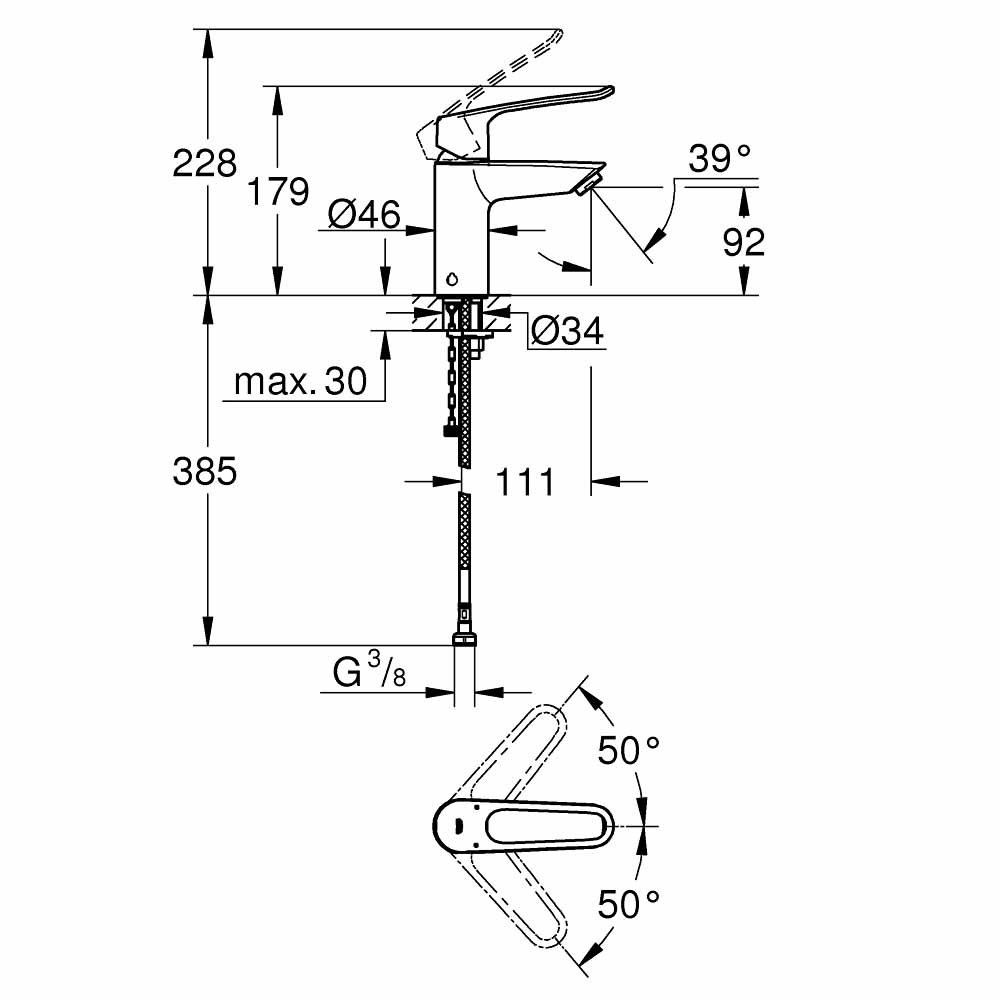 Vòi chậu nóng lạnh Eurosmart GROHE 23986003