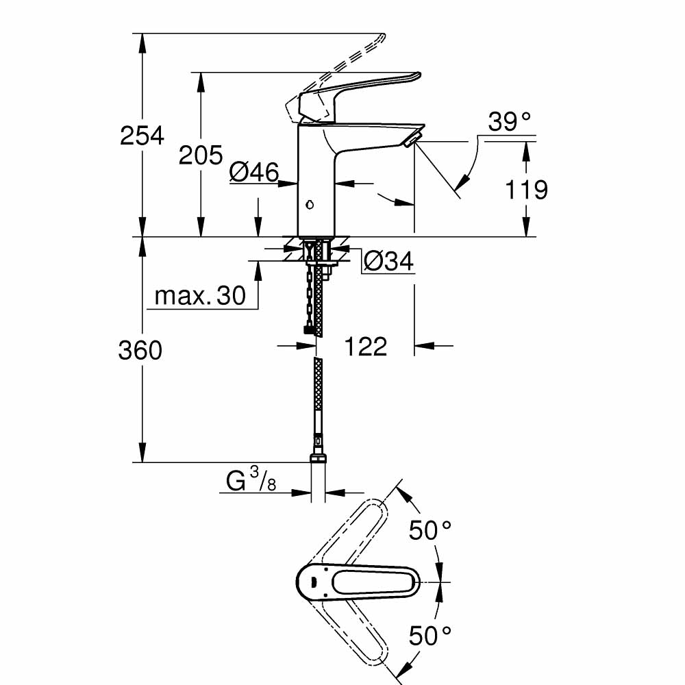 Vòi chậu nóng lạnh Eurosmart GROHE 23987003