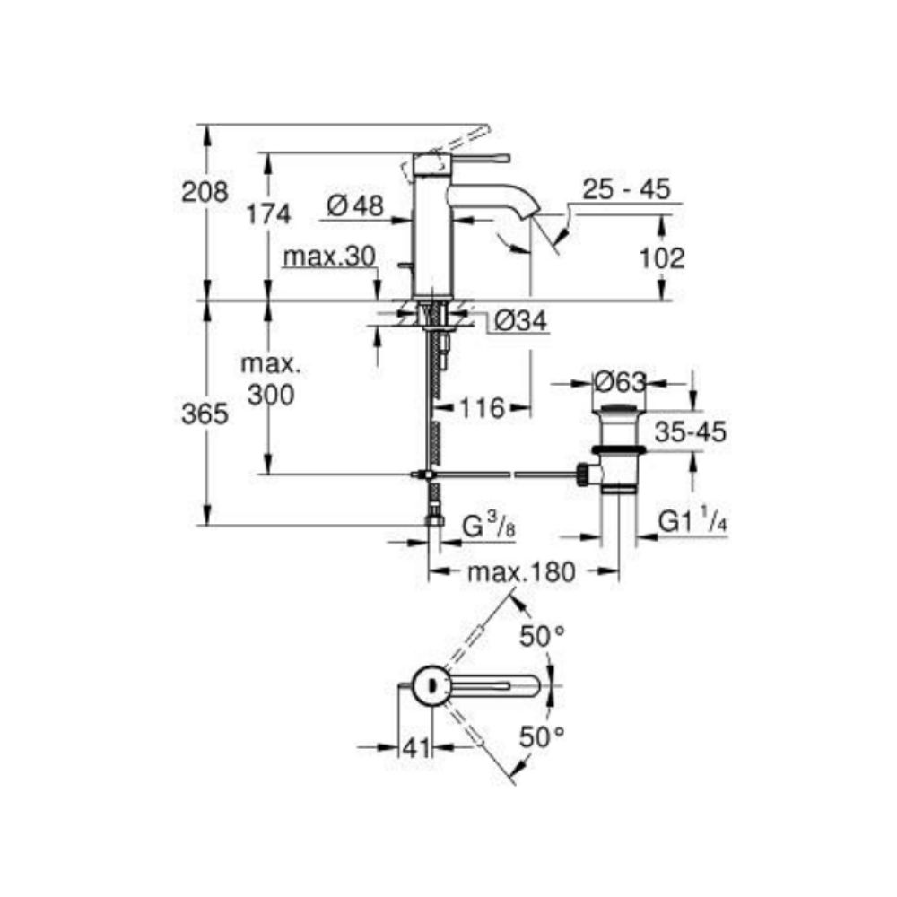 Vòi chậu nóng lạnh Essence S-size GROHE 24171001