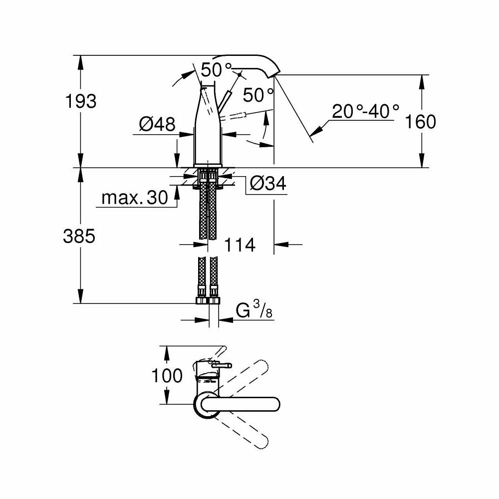 Vòi chậu nóng lạnh Essence GROHE 24176KF1