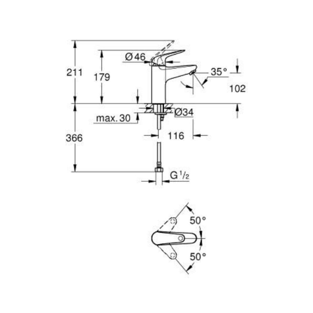 Vòi chậu nóng lạnh Euroeco M-size GROHE 24286001