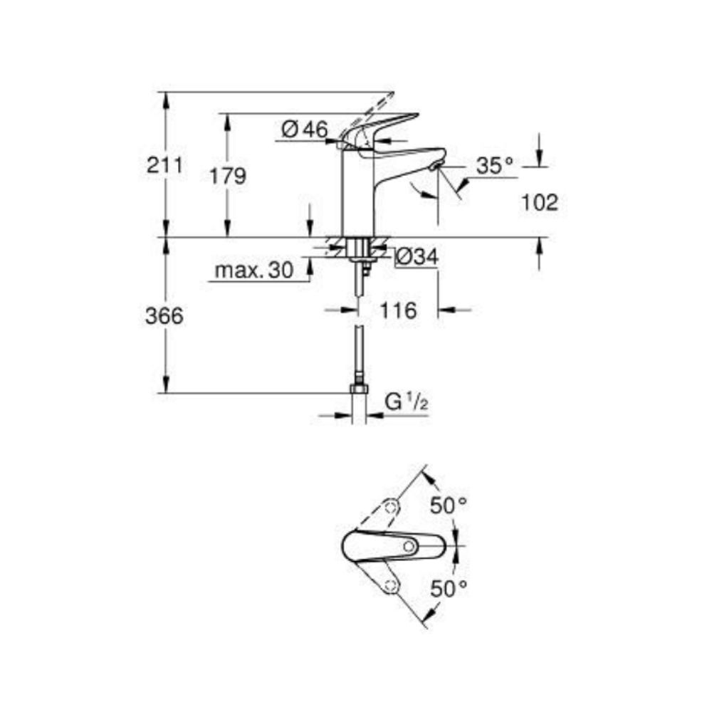 Vòi chậu nóng lạnh EuroEco M-size GROHE 24287001