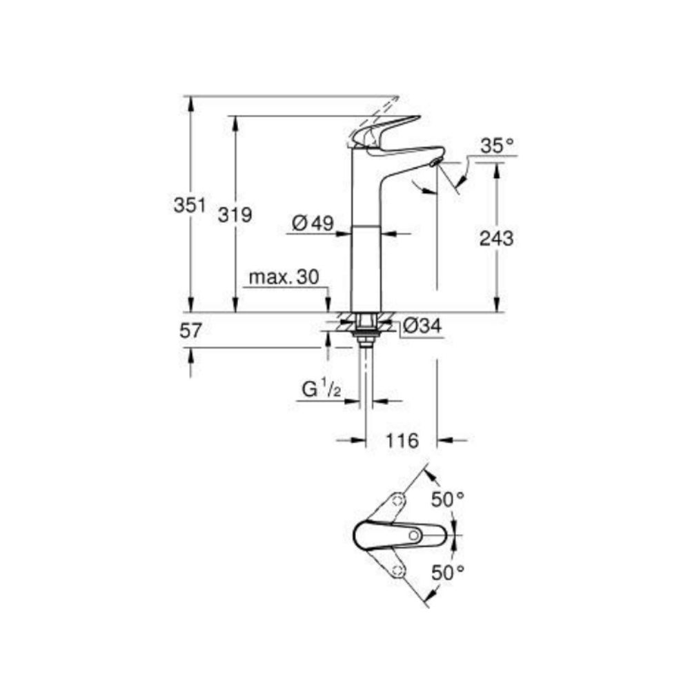 Vòi chậu lạnh EuroEco XL-size GROHE 24294001