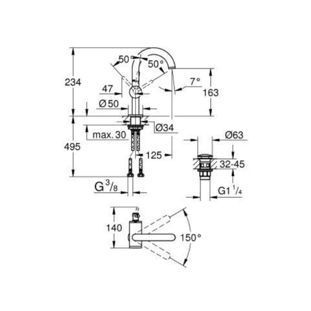 Vòi chậu nóng lạnh Atrio M-size GROHE 24363000