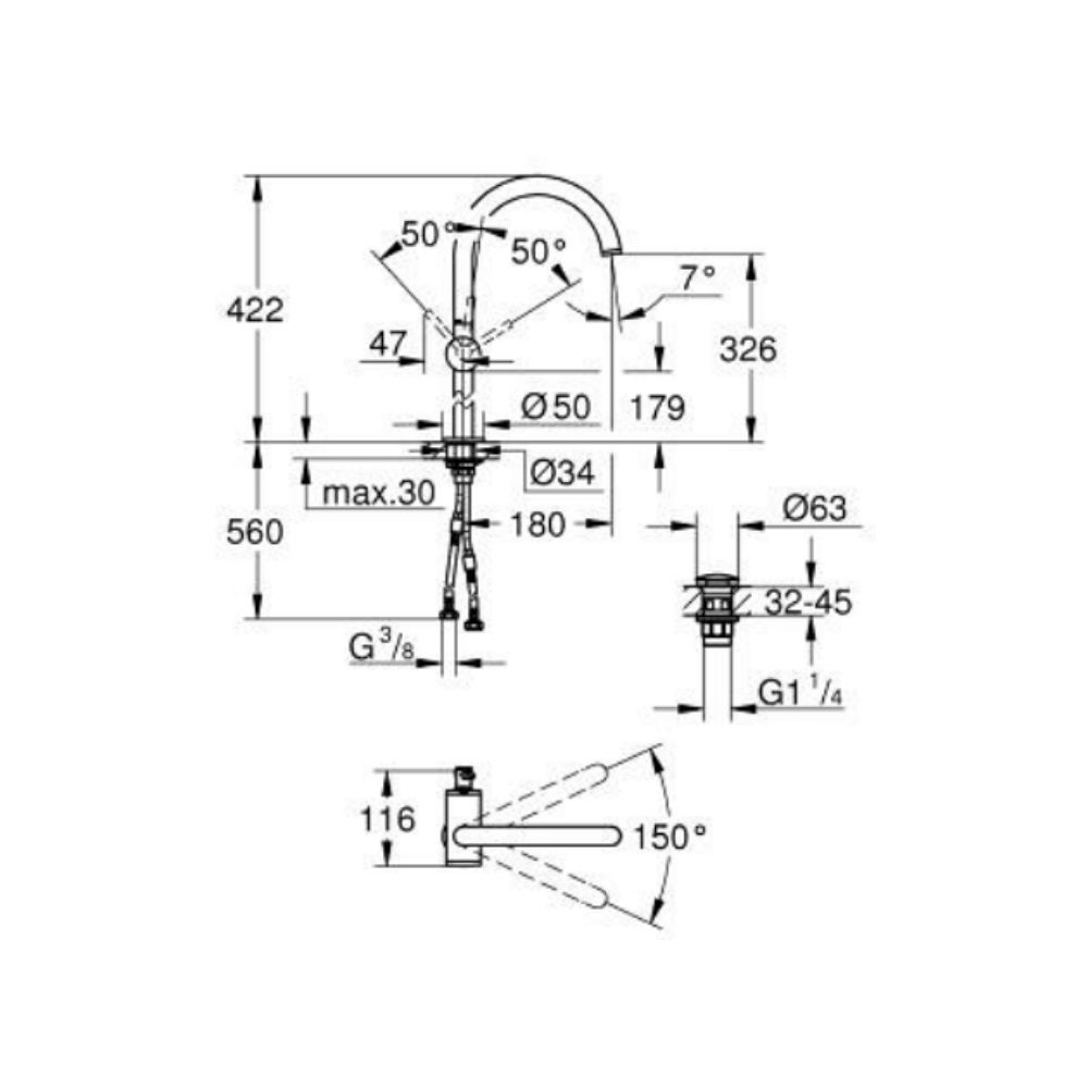 Vòi chậu nóng lạnh Atrio XL-size GROHE 24365000