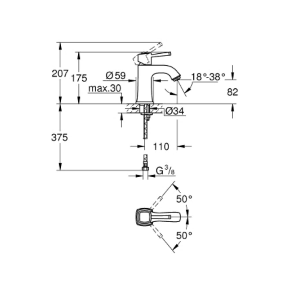 Vòi chậu nóng lạnh Grandera M-size GROHE 24370IG0