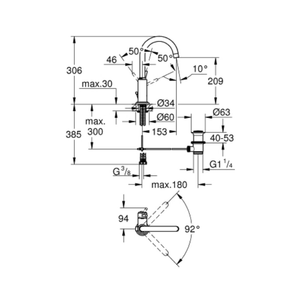 Vòi chậu nóng lạnh Atrio L-size GROHE 32042001