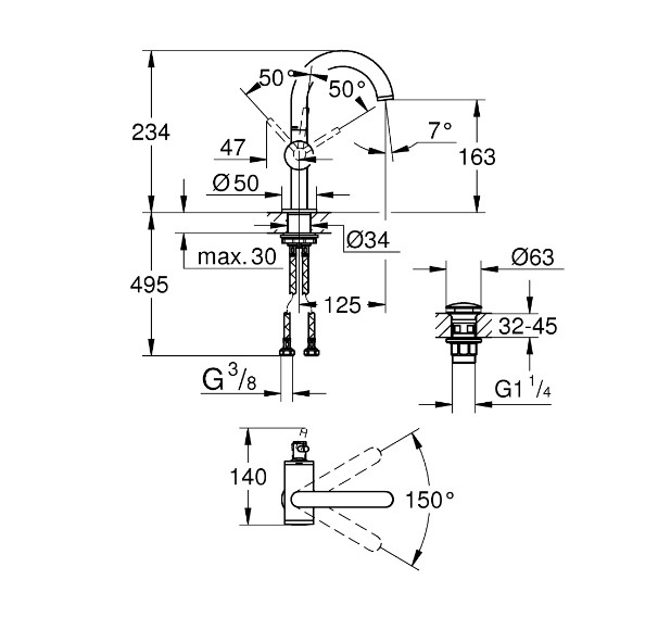 Vòi chậu nóng lạnh Atrio GROHE 32043003