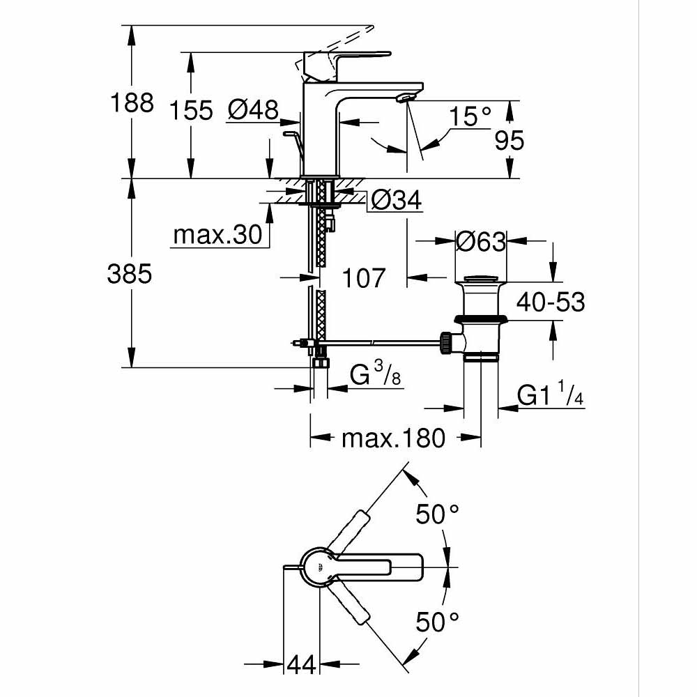 Vòi chậu nóng lạnh Lineare GROHE 32109001
