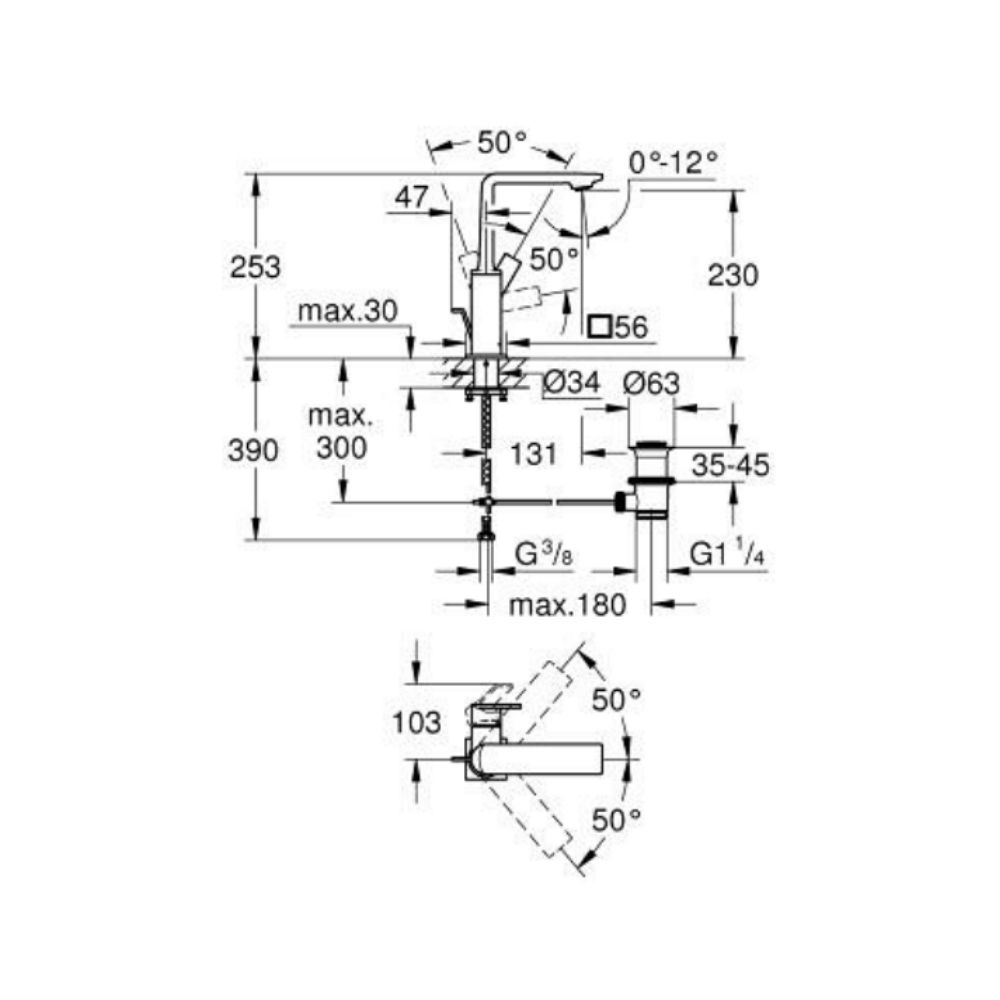 Vòi chậu nóng lạnh Allure L-size GROHE 32146001