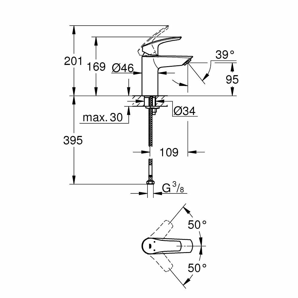 Vòi chậu nóng lạnh Eurosmart GROHE 32467003