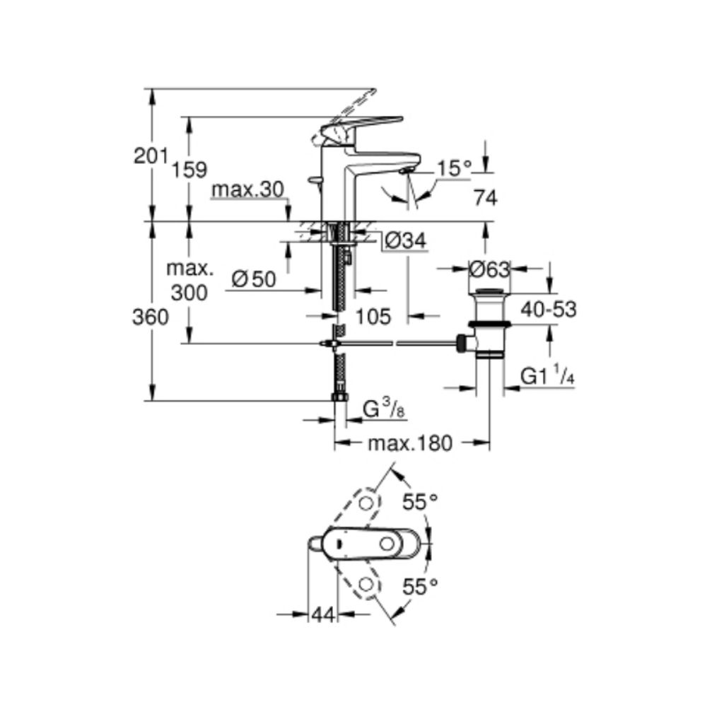 Vòi chậu nóng lạnh Europlus S-size GROHE 32612002