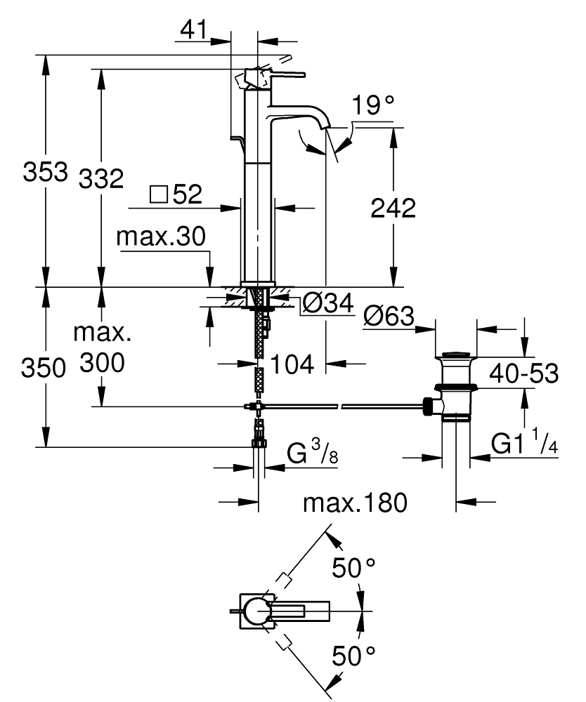 Vòi chậu nóng lạnh Allure XL-Size Grohe 32760000