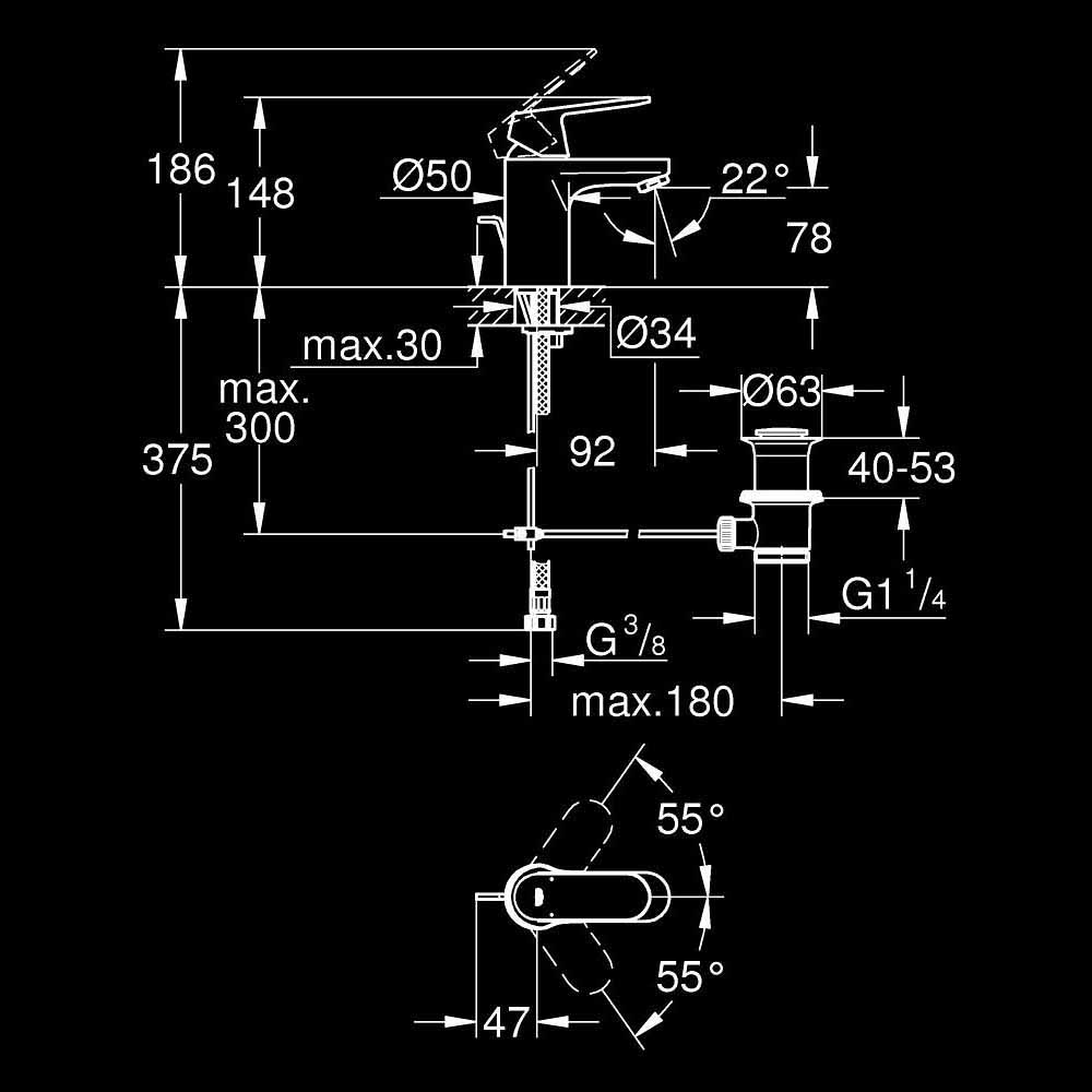 Vòi chậu nóng lạnh Eurosmart Cosmopolitan GROHE 32825000