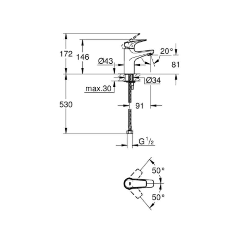 Vòi chậu nóng lạnh BauFlow GROHE 32851000