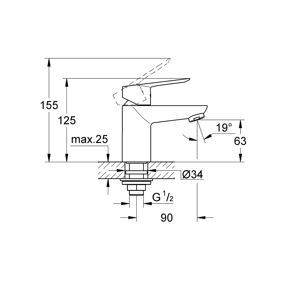 Vòi chậu nóng lạnh BauLoop GROHE 32857000